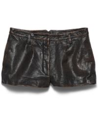 Prada - Leather Shorts, Dark - Lyst
