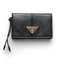 Prada - Leather Card Holder With Flap - Lyst