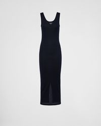 Prada - Ribbed Knit Cotton Dress - Lyst