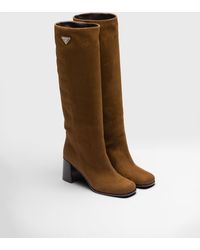 Prada - Suede Knee-high Boots 65 - Lyst
