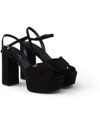 Prada - Suede Platform Sandals - Lyst
