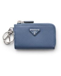 Prada - Saffiano Leather Mini Pouch With Keychain - Lyst