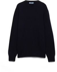 Prada - Jersey De Lana Y Cachemir Con Cuello Redondo, Mujer, Talla - Lyst