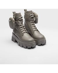 Prada - Monolith Leather And Re-Nylon Boots With Pouch - Lyst