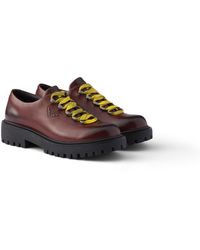 Prada - Aged Leather Lace-Up Shoes, Cocoa - Lyst