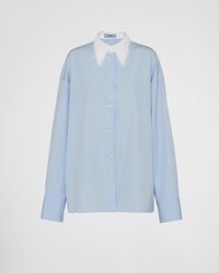 Prada - Poplin Shirt With Fringed Collar - Lyst