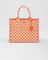Prada - Large Symbole Embroidered Fabric Handbag - Lyst