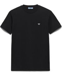Prada - Logo Plaque Short Sleeved T-Shirt - Lyst