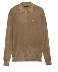 Prada - Wool And Silk Polo Sweater - Lyst