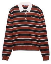 Prada - Striped Silk Polo Shirt - Lyst