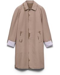 Prada - Bonded Poplin Coat With Devoré Effect - Lyst
