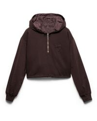 Prada - Reversible Cotton Jersey And Re-Nylon Hoodie - Lyst