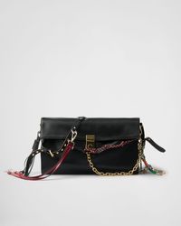 Prada - Soft Sound Large Leather Shoulder Bag With Charms - Lyst
