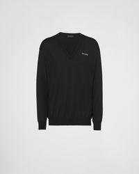 Prada - V-neck Cashmere Sweater - Lyst