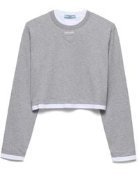 Prada - Camiseta De Manga Larga En Punto De Algodón, Mujer, Talla - Lyst