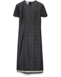 Prada - Checked Wool Dress, Anthracite - Lyst