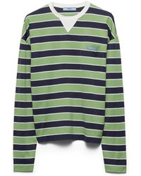 Prada - Long-Sleeved Bayadere Striped Lisle Cotton T-Shirt - Lyst