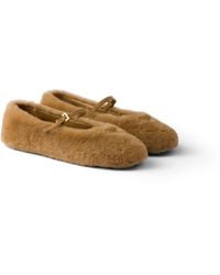 Prada - Shearling Ballerinas - Lyst