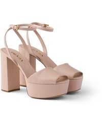 Prada - Nappa Leather Platform Sandals - Lyst