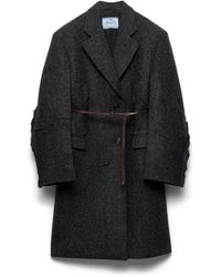 Prada - Single-Breasted Shetland Wool Coat - Lyst