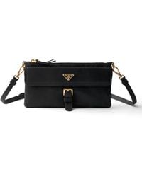 Prada - Nappa Leather Wallet With Shoulder Strap - Lyst