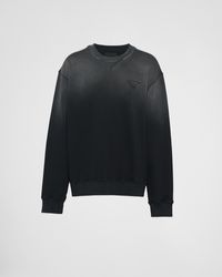 Prada - Oversized Garment-dyed Cotton Sweatshirt - Lyst