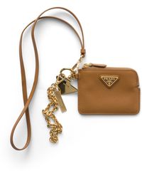 Prada - Kartenetui Aus Saffiano-Leder Mit Schulterriemen, Damen - Lyst