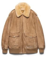 Prada - Shearling Bomber Jacket - Lyst
