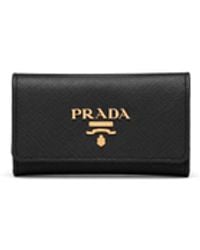 Prada - Saffiano Leather Keychain - Lyst