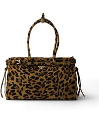 Prada - Bonnie Large Printed Leather Handbag, Honey - Lyst