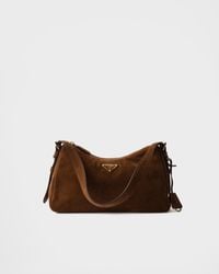 Prada - Medium Suede Aimée Shoulder Bag - Lyst