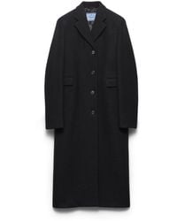 Prada - Single-Breasted Shetland Wool Coat - Lyst