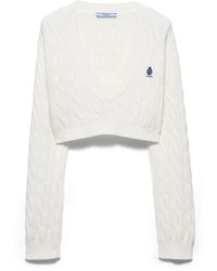 Prada - V-Neck Cotton Sweater - Lyst