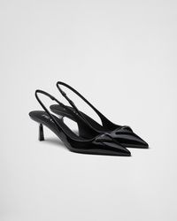 Prada - Slingback-Pumps Aus Lackleder - Lyst