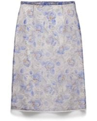 Prada - Falda Midi De Nylonette Estampado, Mujer, Talla - Lyst
