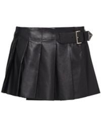 Prada - Pleated Leather Skirt - Lyst