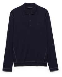 Prada - Langärmeliger Polo-Pullover Aus Wolle, Herren, Größe - Lyst