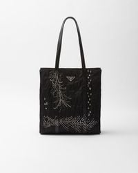 Prada - Medium Re-Nylon Patchwork Tote Bag With Embroidery - Lyst