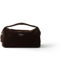Prada - Suede Leather Shoulder Bag - Lyst