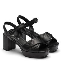 Prada - Sandalias De Plataforma De Napa Acolchada, Mujer, Talla - Lyst