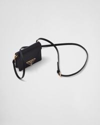 Prada - Saffiano Leather Card Holder With Shoulder Strap - Lyst