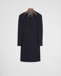 Prada - Single-breasted Cachemire And Wool Coat With Collar - Lyst