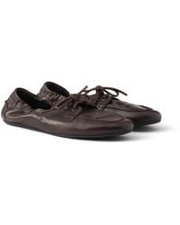 Prada - Shuffle Antiqued Leather Laced Shoes, Size 5 - Lyst