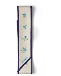 Prada - Printed Silk Twill Skinny Scarf - Lyst