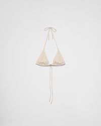 Prada - Triangel-Bikini-Top Aus Jersey Mit Strass - Lyst