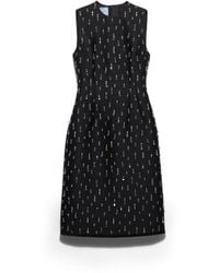 Prada - Embroidered Scuba Dress - Lyst