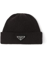 Prada - Triangle-Logo Wool-Cashmere Beanie - Lyst