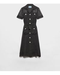 Prada - Blusenkleid Aus Seiden-Chiffon Mit Punktmuster - Lyst
