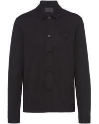 Prada - Triangle-Logo Wool-Blend Shirt - Lyst