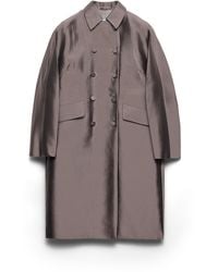 Prada - Abrigo De Lana Y Seda De Botonadura Doble, Mujer, Talla - Lyst